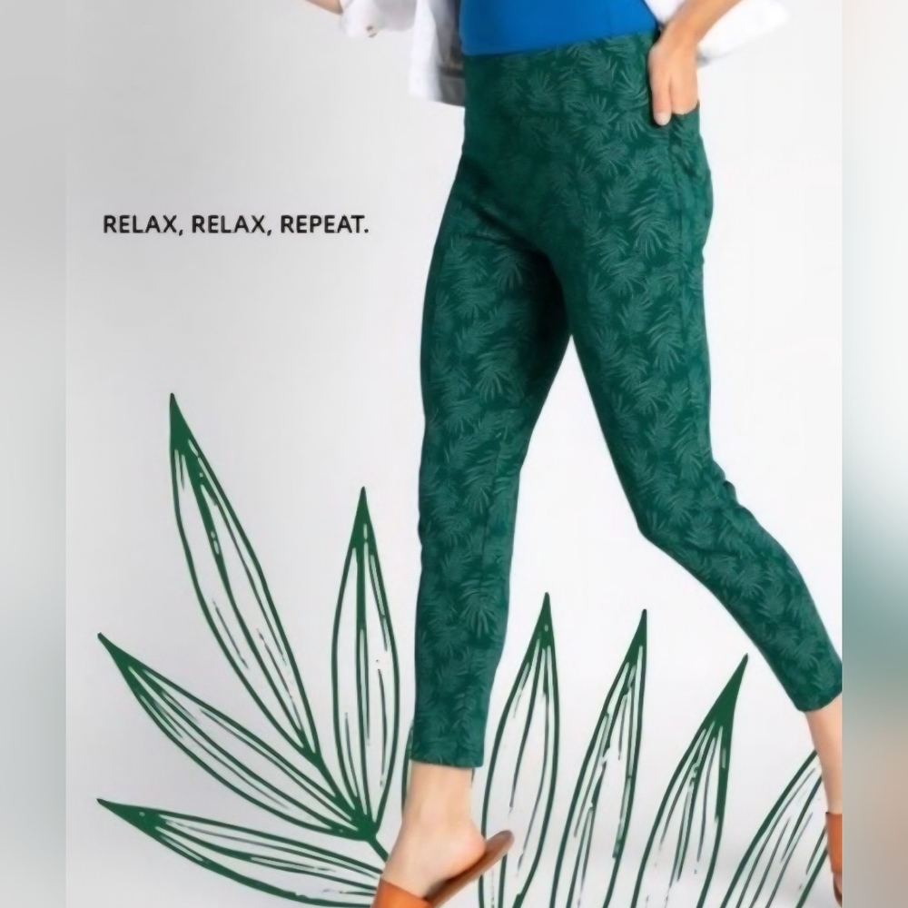 Betabrand Green Leaf Print Women's Pants